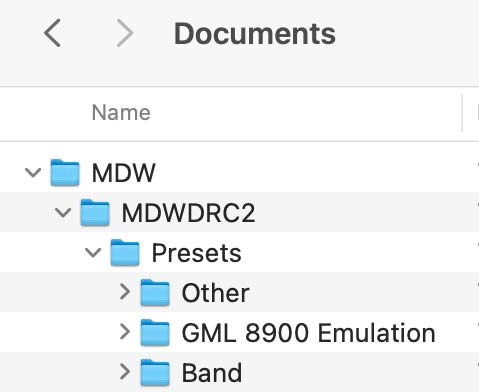 MDW Presets Docs Folders